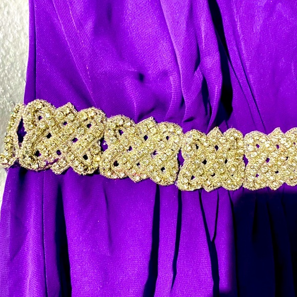 Short One shouldered short party dress with rhinestone belt attached - Picture 2 of 3